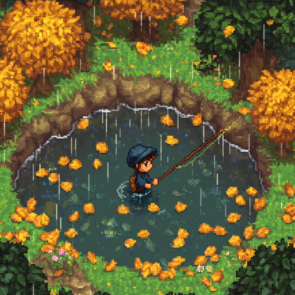 Catching walleye in Stardew Valley